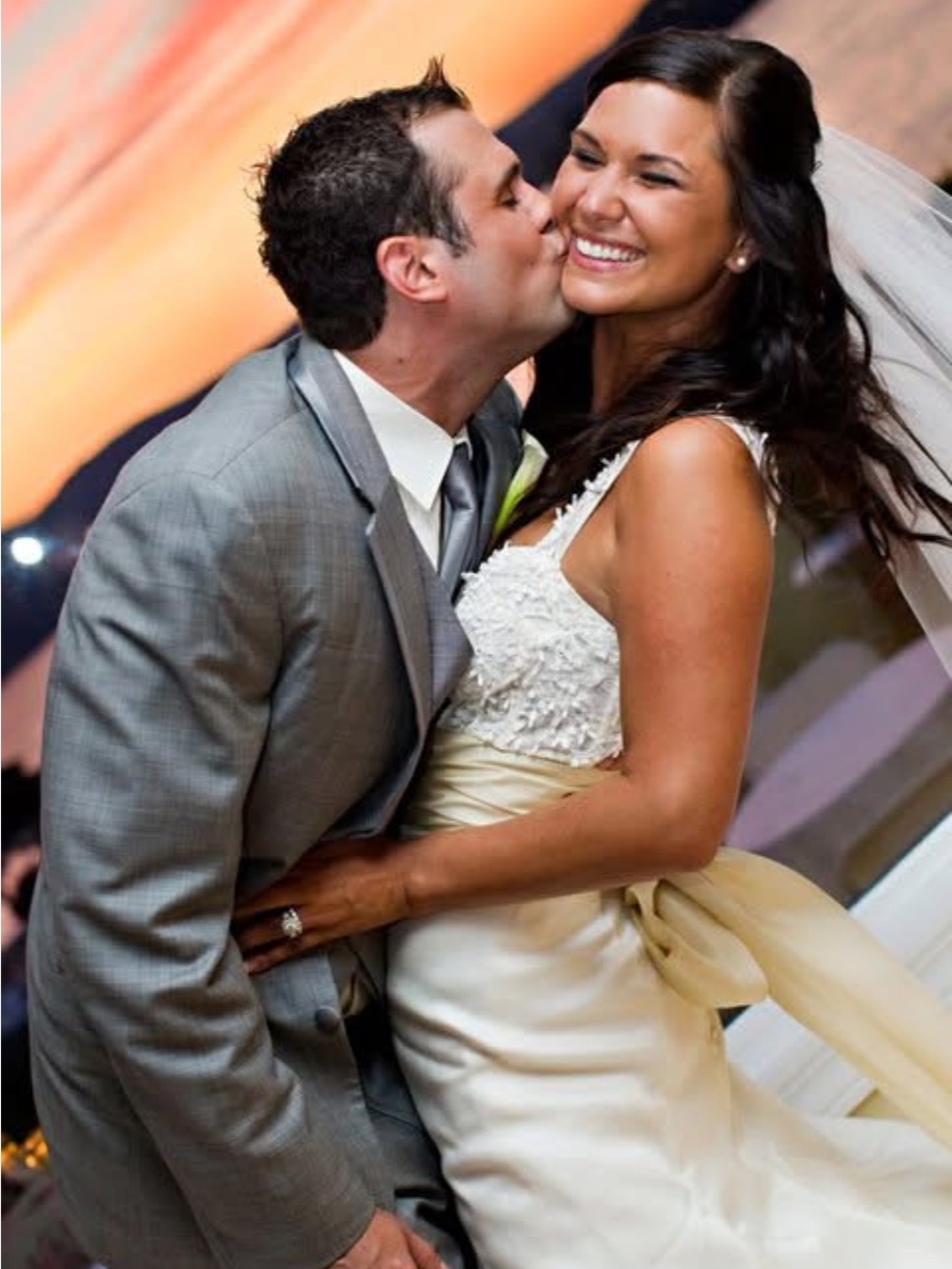 Monique Lhuillier Ivory and White Strapless Embellished Wedding Gown